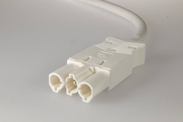 AC166 ALCGS Cordon de connexion mâle, 3-pôles, 1,5mm², 100cm. LV, blanc, Eca