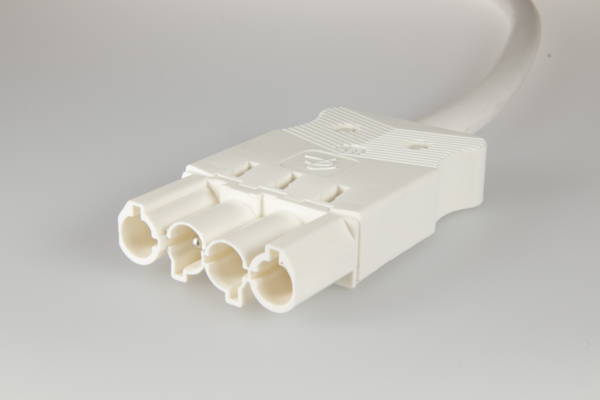 AC166 ALCGS Cordon de connexion mâle, 4-pôles, 1,5mm², 200cm. LV, blanc, Eca