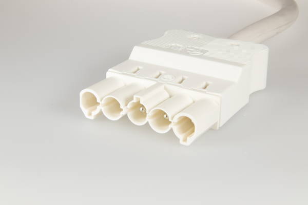 AC166 ALCGS Cordon de connexion mâle, 5-pôles, 1,5mm², 200cm. LV, blanc, Eca