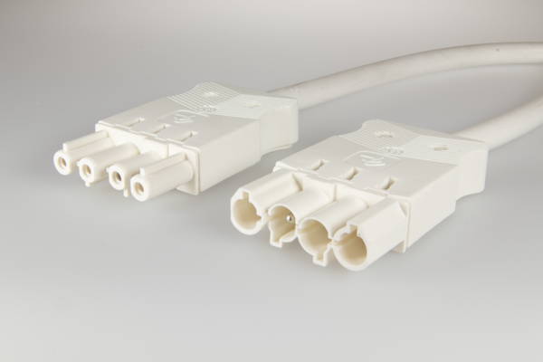 AC166 VLCG Cordon de connexion M/F, 4-pôles, 1,5mm², 200cm. blanc, Eca